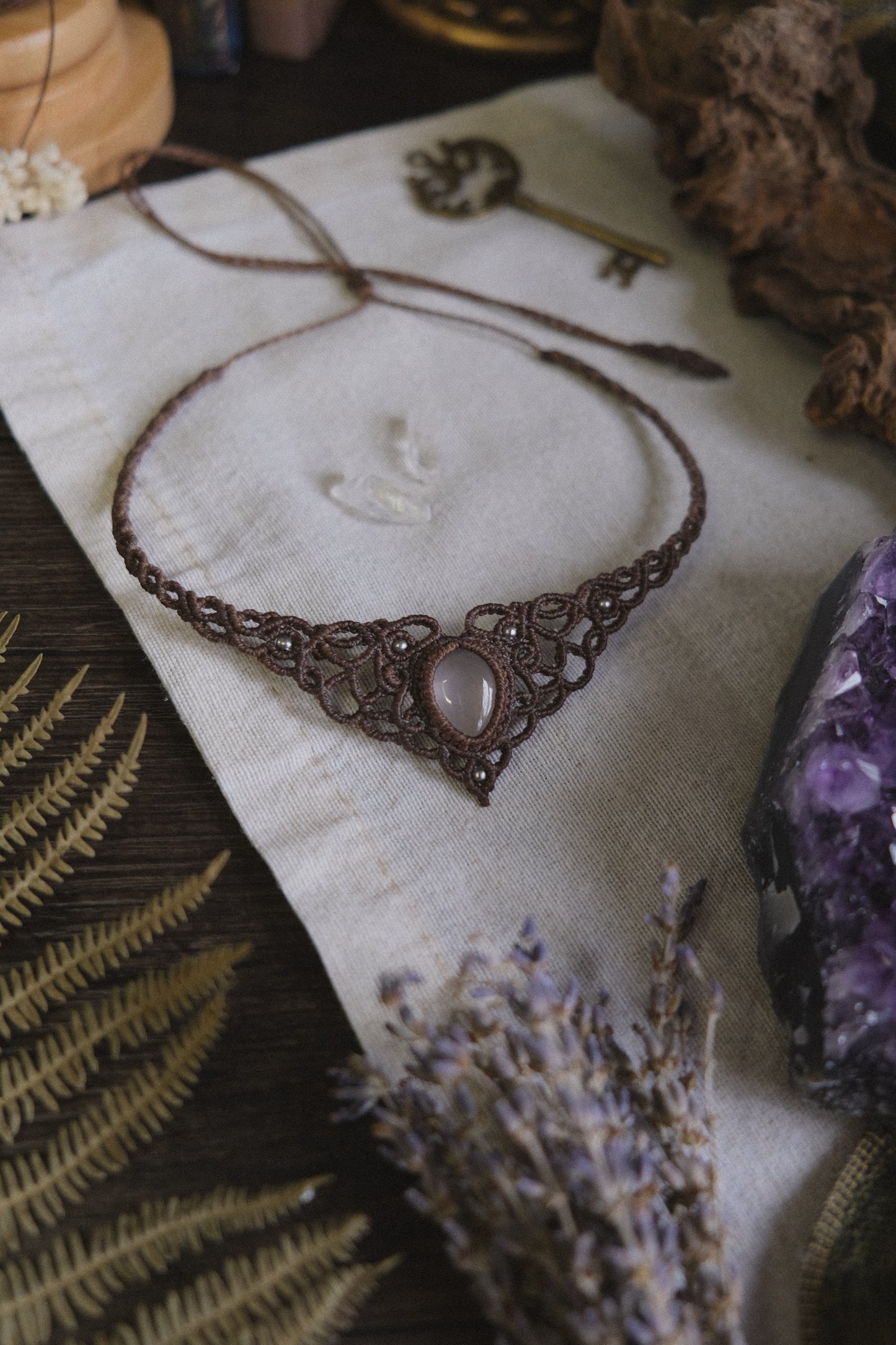 'Willow' Necklace with Rose Quartz