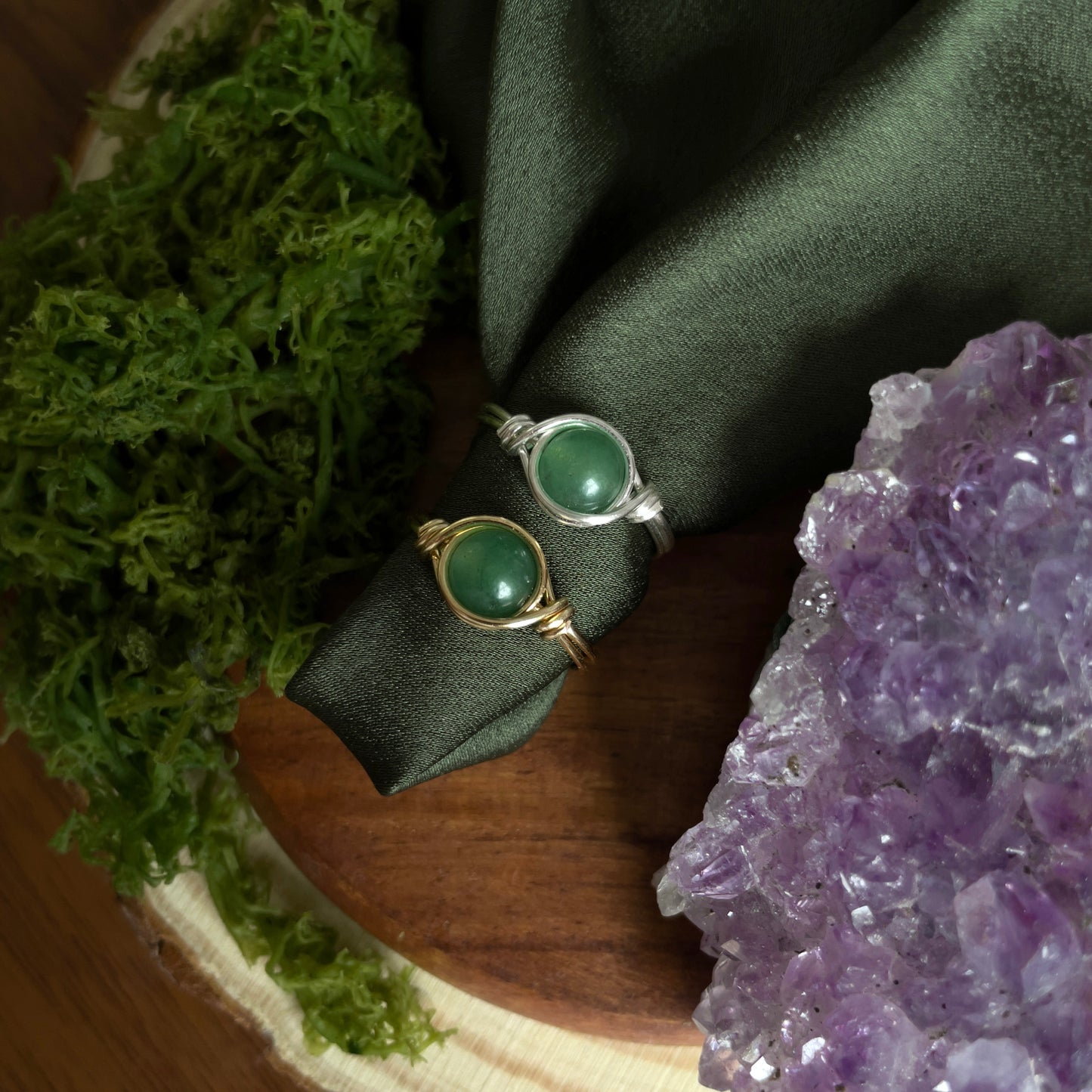 Minimal ring in green aventurine