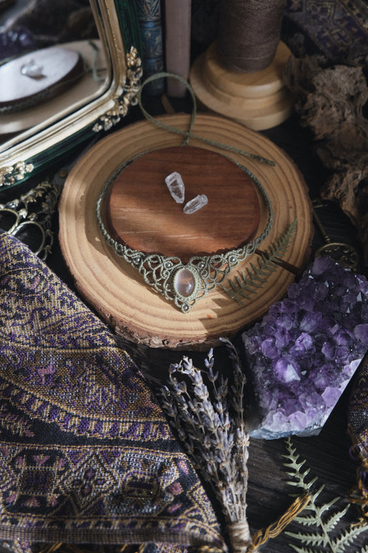 'Willow' Halskette mit Rosenquarz