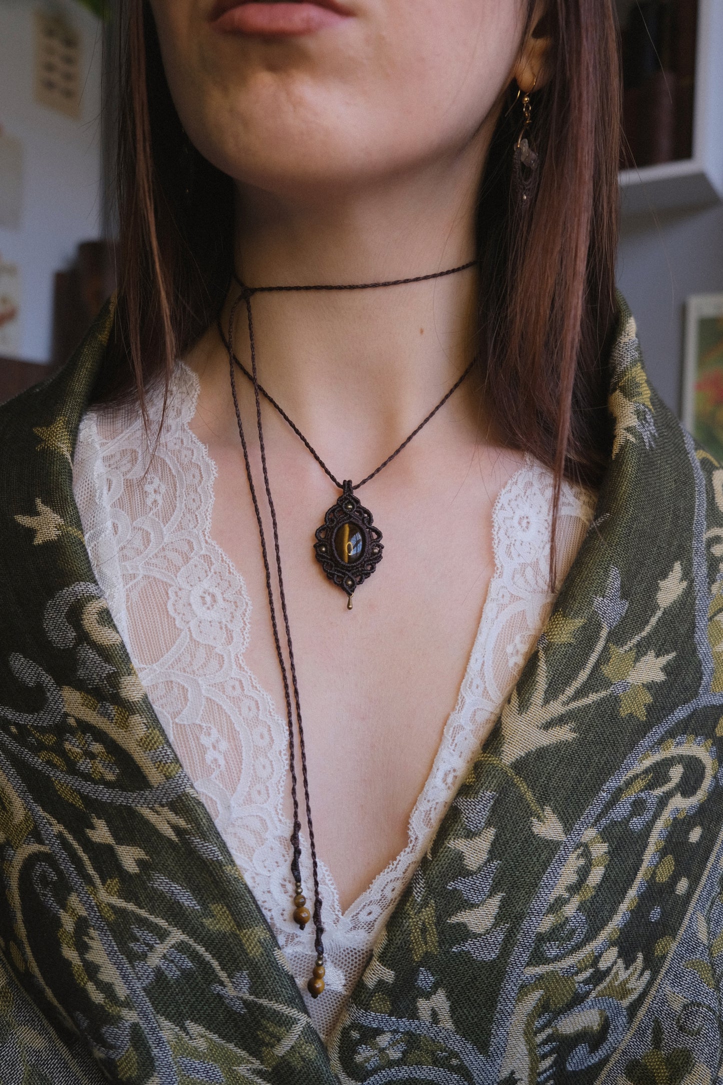 'Hydrangea' Pendant with Tiger's Eye