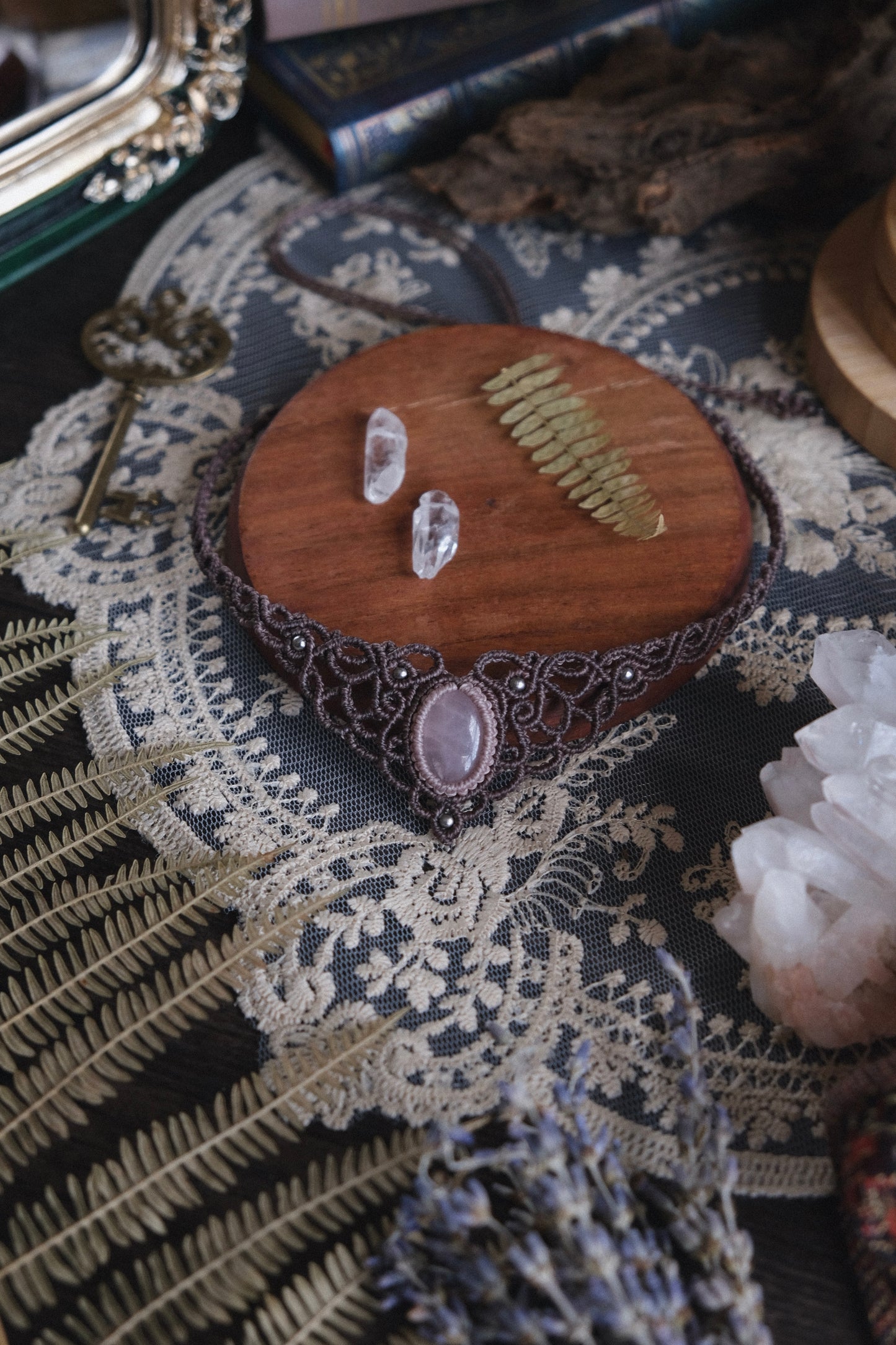 'Willow' Necklace with Rose Quartz