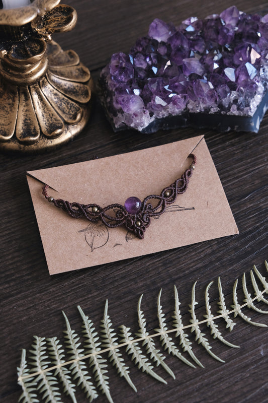 'Orchidee' Halskette mit Amethyst