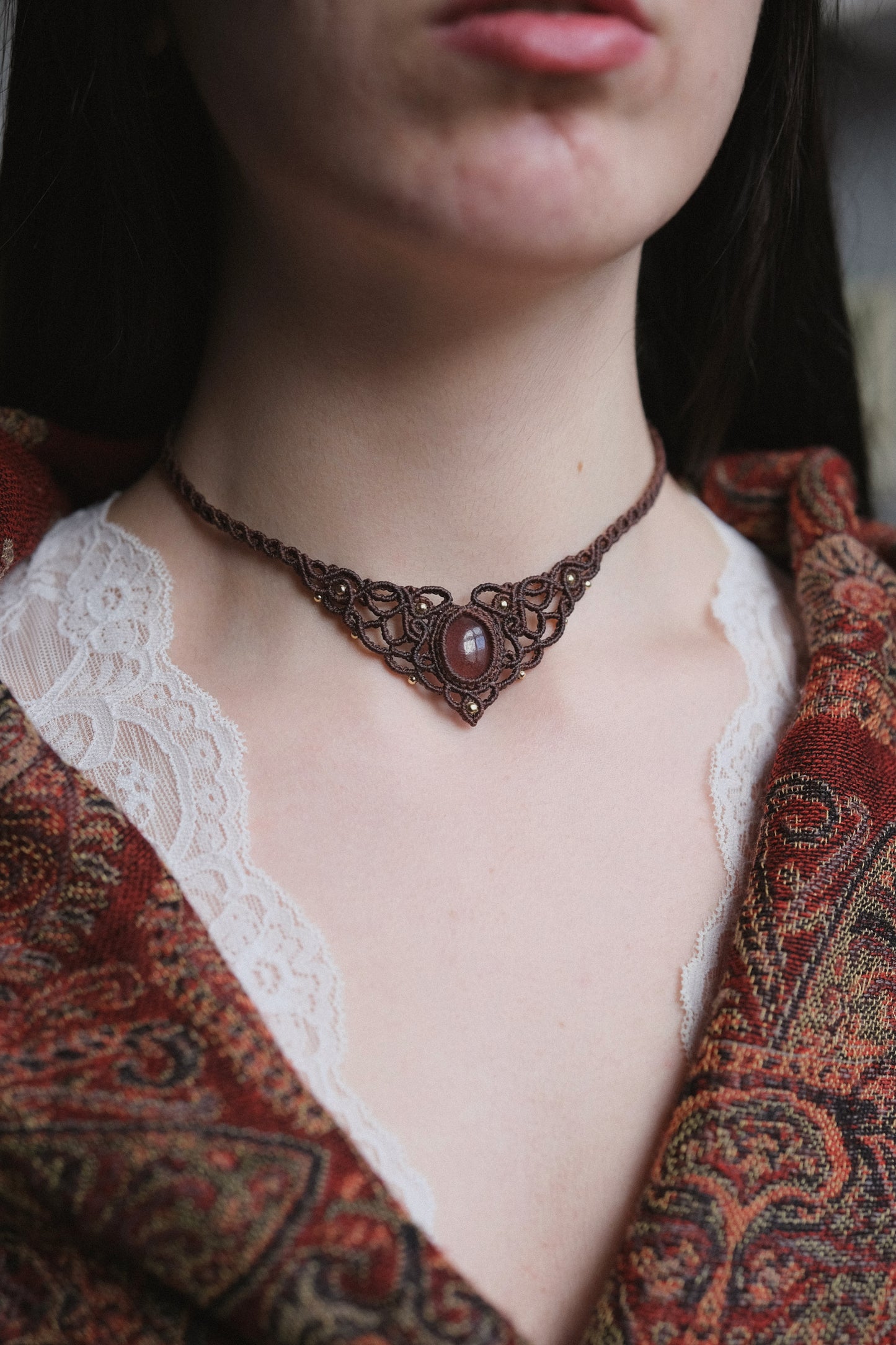 'Willow' Choker with Strawberry Quartz