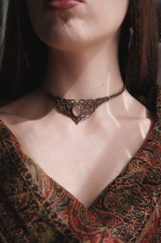 'Willow' Necklace with Rose Quartz