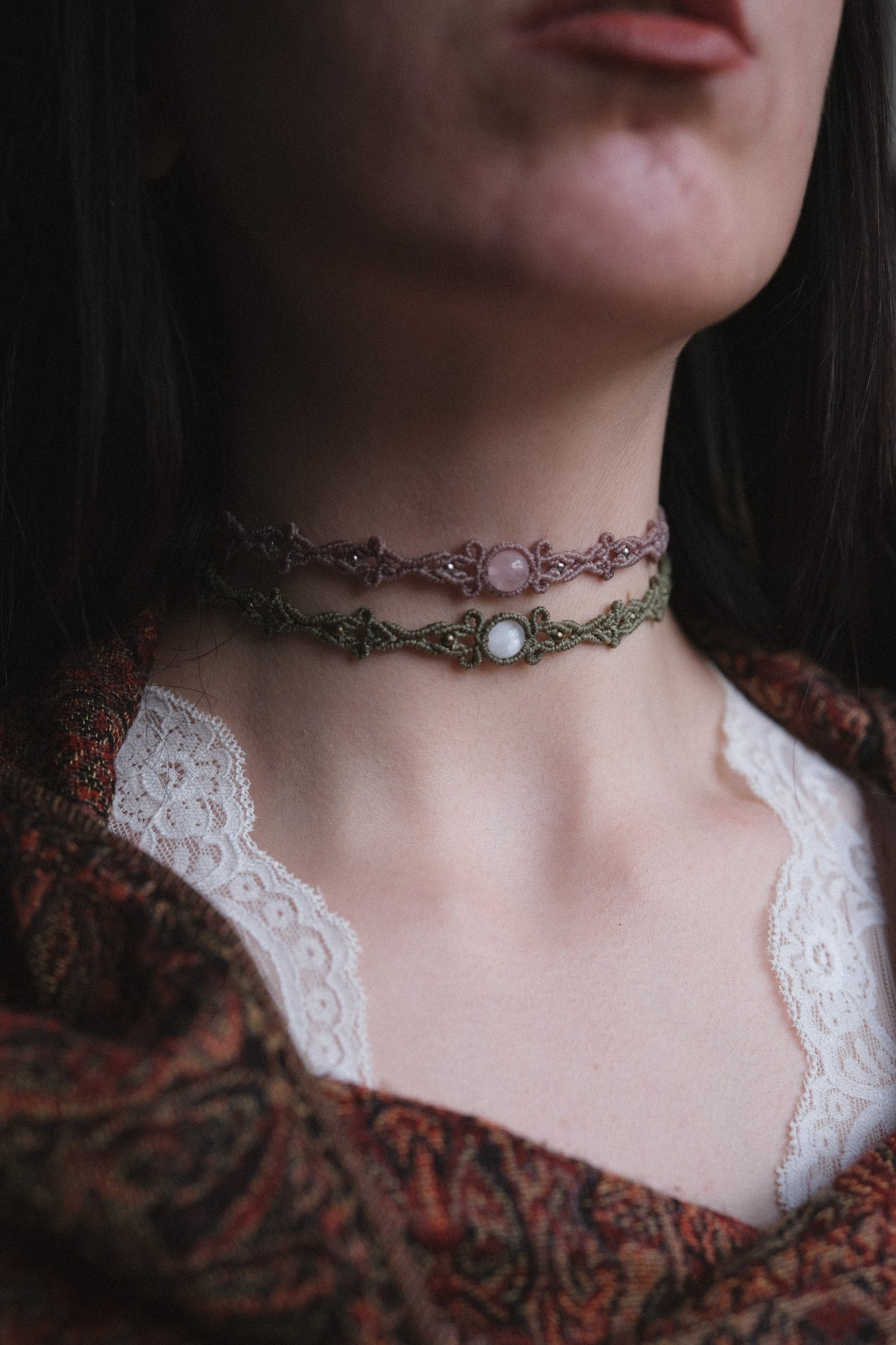 'Hesperis'-Choker mit Rosenquarz