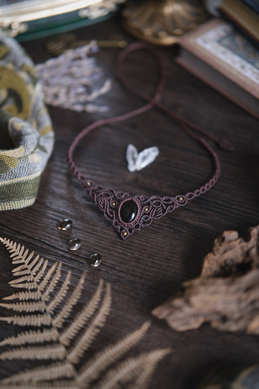 Girocollo ‘Amanita’ con Quarzo Fumè