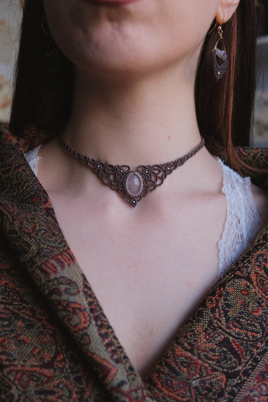 Girocollo ‘Salice’ con Quarzo Rosa