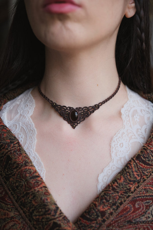 Girocollo ‘Amanita’ con Quarzo Fumè