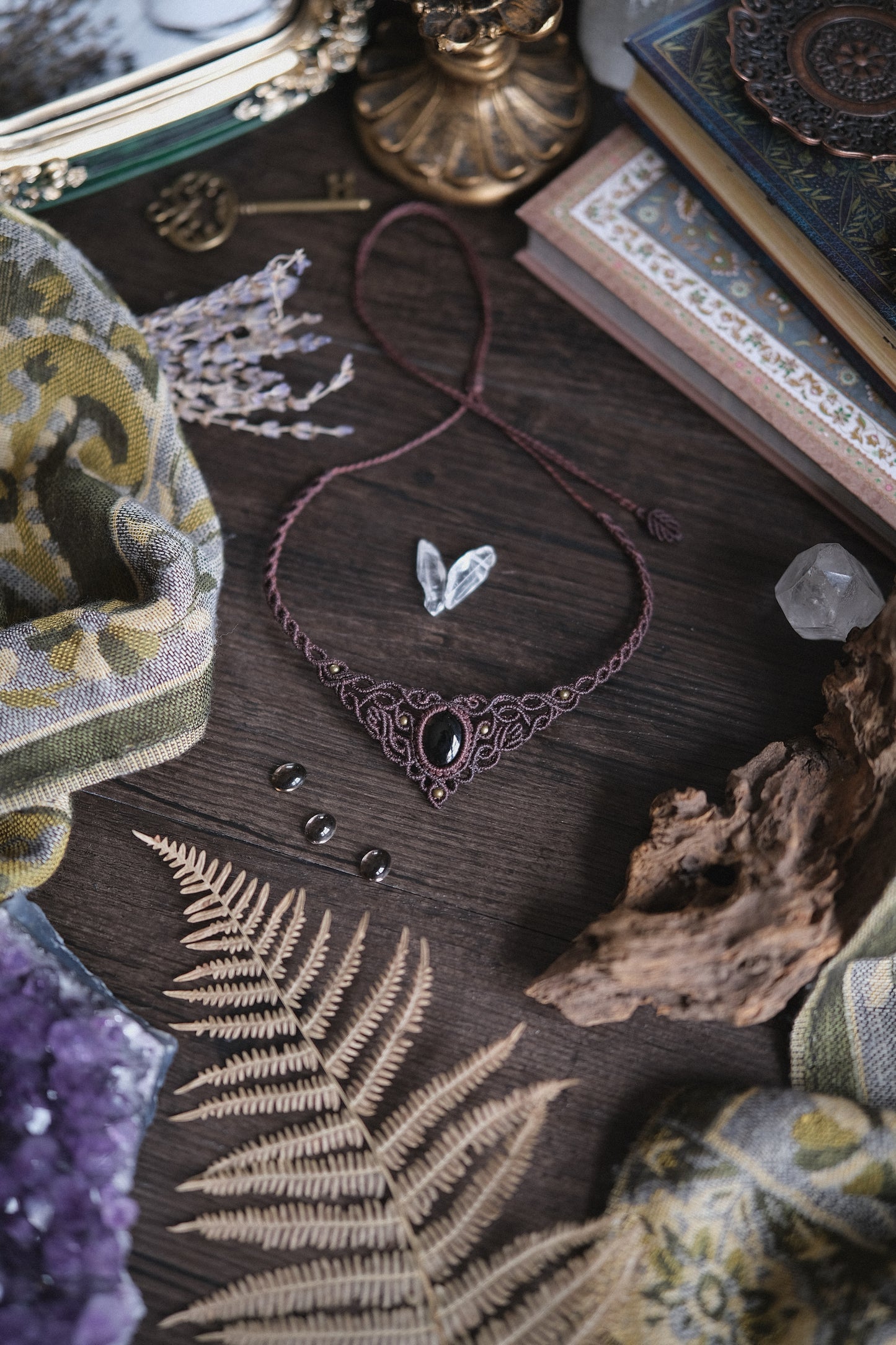 Girocollo ‘Amanita’ con Quarzo Fumè